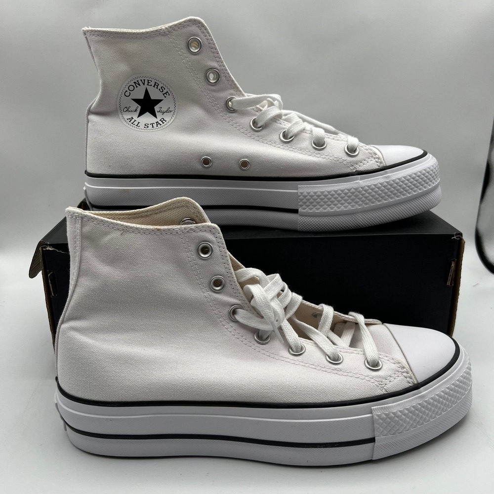 Converse Chuck Taylor All Star Lift Shoes Womens 9 White Canvas Platform Hi Top